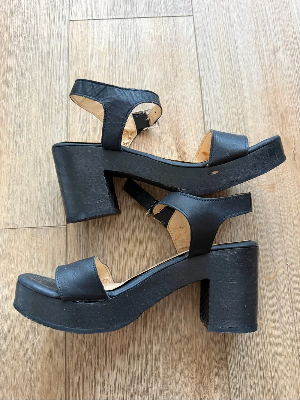 American Apparel Black Wooden Sandals
